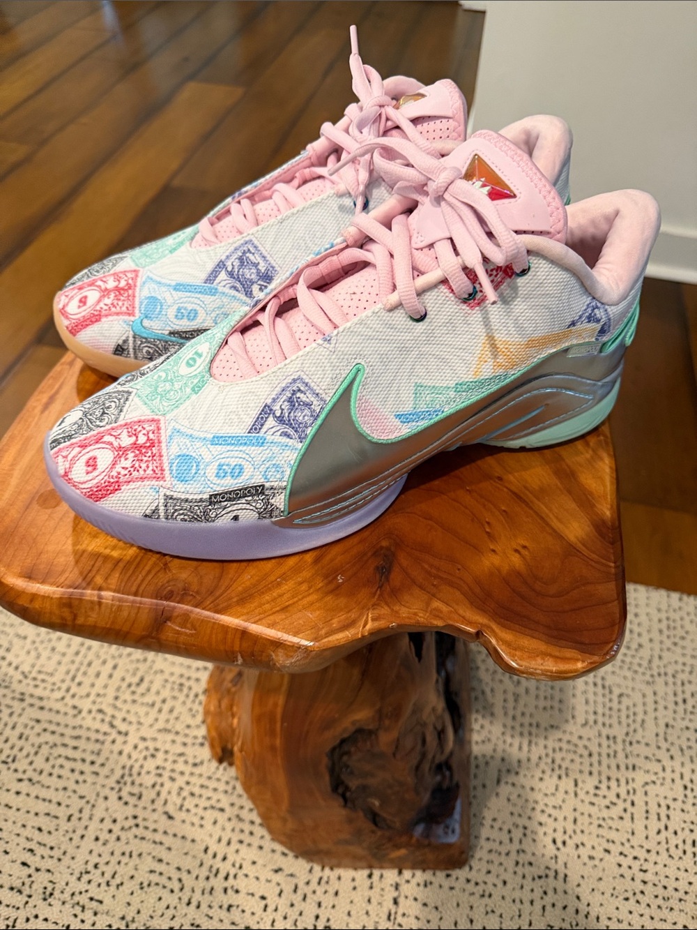 LeBron James Monopoly Nike Pink Multicolor Money-Print Sneakers